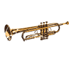 Music with trumpet as wind instrument and sheet music