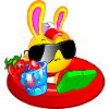 lapin plage kawaii bouée