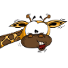 Funny confused giraffe with glowing eyes