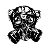 Affe mit Gasmaske als Geschenk