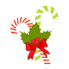 Candy canes with mistletoe