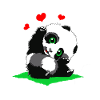 Cuddly panda with hearts