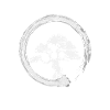 Japanese Bonsai Tree White Zen Enso Circle Vintage