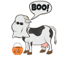 Rolig Halloween Cow Ghost Kostym Söt Boo Cow