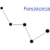 Konstellationen "Cassiopeia" med påskriften "Cassiopeia"