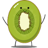 Fröhliche Kiwi mit armen und beinen