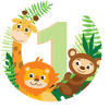 First birthday jungle animals