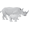 Rhino with baby, Rhinos