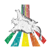 Rainbow flying squiggles distressed look