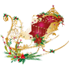 Pferdeschlitten weihnachtlich geschmückt
