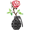 Handgranate mit Blume - Rose