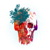 Crâne avec des fleurs