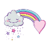 Clouds rainbow love heart stars