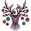 Hirsch mit Christbaumkugeln am Geweih