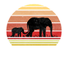 Retro sunset elephants