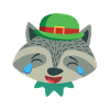 Crying Laughing Christmas Racoon With Green Hat