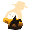 Cowboy horse sunset