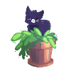 Cat in a flower pot.