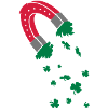 Horseshoe magnet with shamrocks