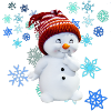 Schneemann mit Schneeflocken