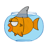 Funny cartoon fish with shark fin