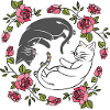 yin yang cats with roses