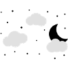 Mond, Sterne und Wolken