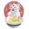 Cat eats noodles