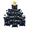 Árbol de navidad hecho de gatos negros.