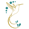 Yellow hummingbird with ornaments