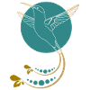 Golden hummingbird with ornaments
