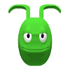 Cheerful green alien with antennas