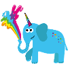 elefant mit einhorn,bunt,elefant,regenbogen,comic