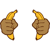 2 bananhænder, der spiser banan, holder sulten yummy
