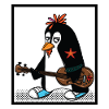 Penguin with guitar