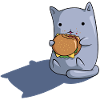Cat eats hamburger