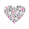 Dog paws love heart