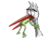 Stork with frog