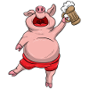 Funny Beer Drinking Pig