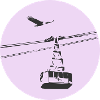 Télécabine / téléphérique avec aigle violet