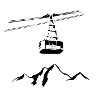 Berg mit Gondel schwarz