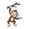 Monkey Climbing A Tree Branch