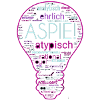 ASPIE! Wordcloud Glühbirne Lila