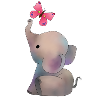 Elefant mit rosa Falter