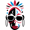 African mask with sunglasses
