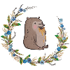 Honigbär mit Blaubeeren
