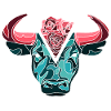 Bull with roses