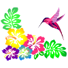 Tropical Hibiscus Motif Hummingbird