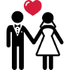 Bride and groom with heart