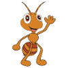 Funny cartoon ant waving